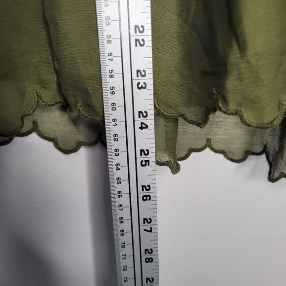 Old Navy Dark Green Fitted Puff-Sleeve Smocked Chiffon Top Size Xl Woodsy - Picture 8 of 8